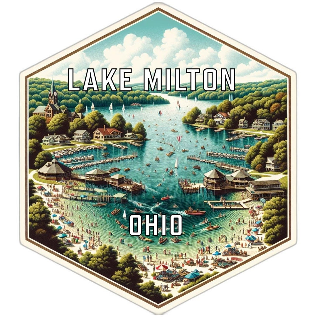 Lake Milton Ohio Souvenir Travel Destination Die Cut Hexagon Fridge Magnet Image 1