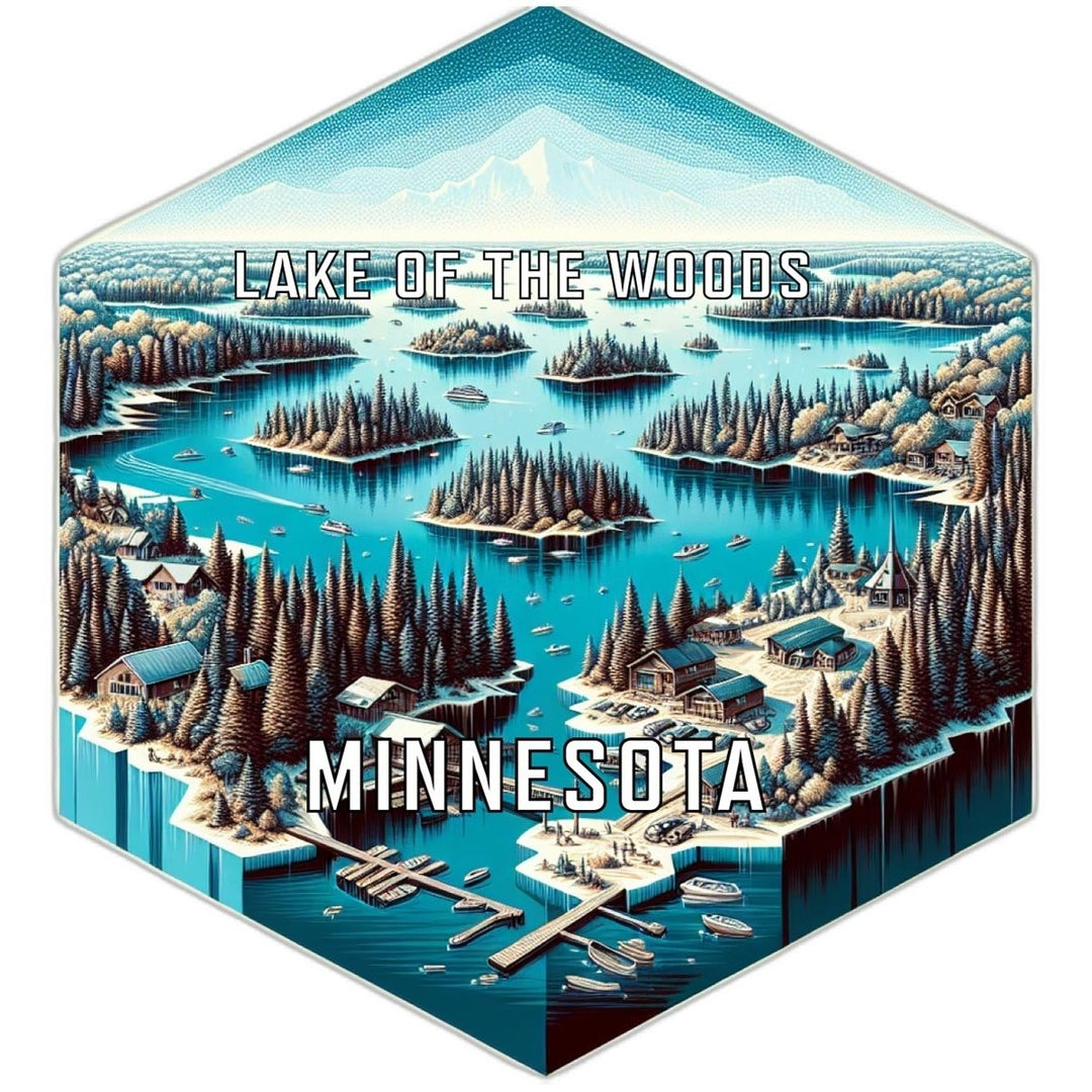 Lake Of The Woods Minnesota Souvenir Travel Destination Die Cut Hexagon Fridge Magnet Image 1