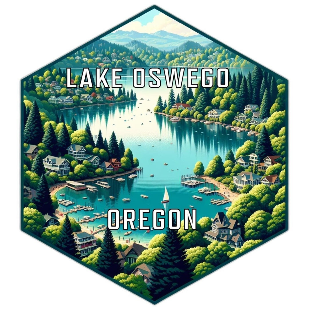 Lake Oswego Oregon Souvenir Travel Destination Die Cut Hexagon Fridge Magnet Image 1