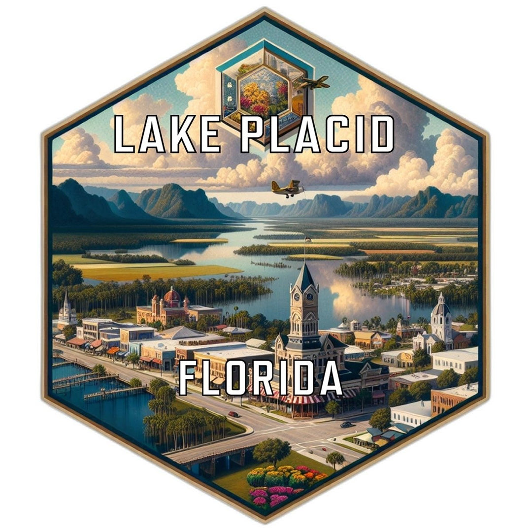 Lake Placid Florida Souvenir Travel Destination Die Cut Hexagon Fridge Magnet Image 1