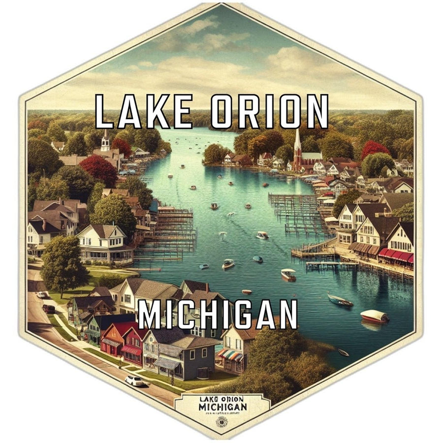 Lake Orion Michigan Souvenir Travel Destination Die Cut Hexagon Fridge Magnet Image 1