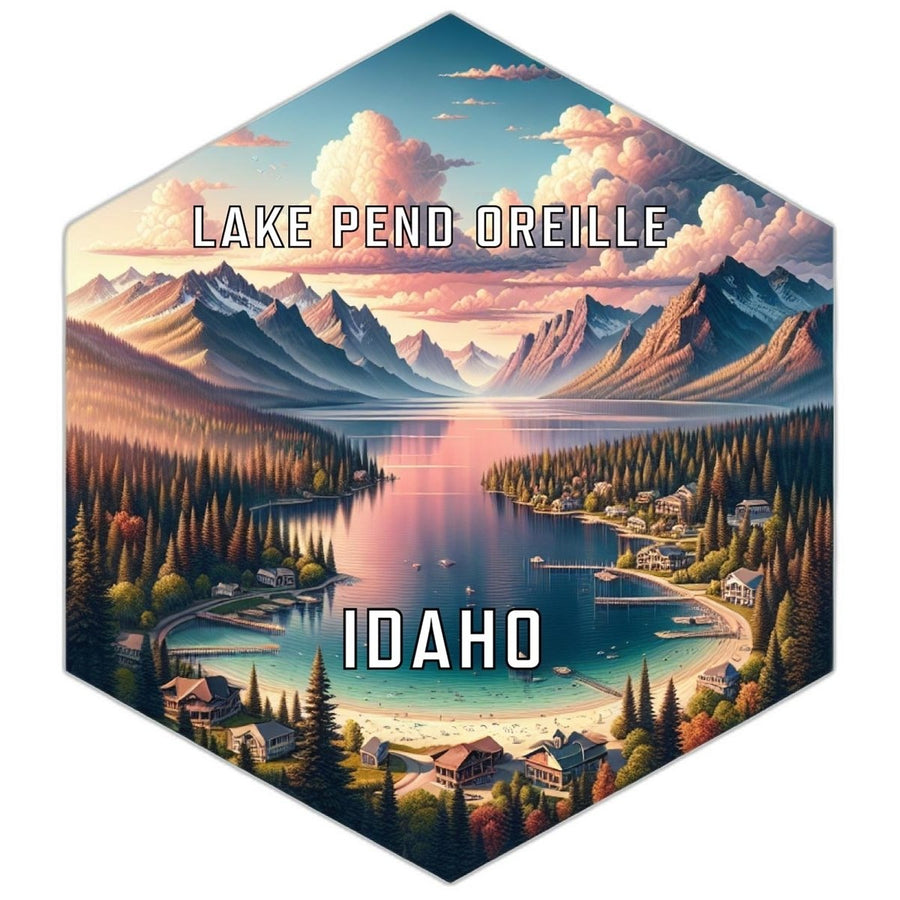 Lake Pend Oreille Idaho Souvenir Travel Destination Die Cut Hexagon Fridge Magnet Image 1