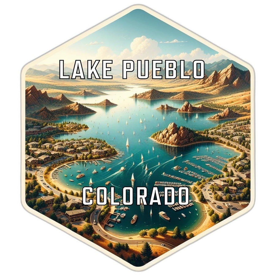 Lake Pueblo Colorado Souvenir Travel Destination Die Cut Hexagon Fridge Magnet Image 1