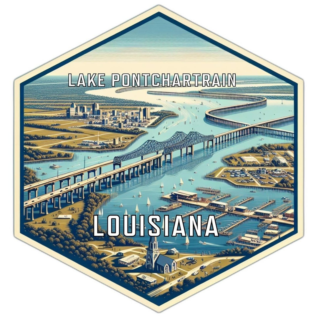 Lake Pontchartrain Louisiana Souvenir Travel Destination Die Cut Hexagon Fridge Magnet Image 1