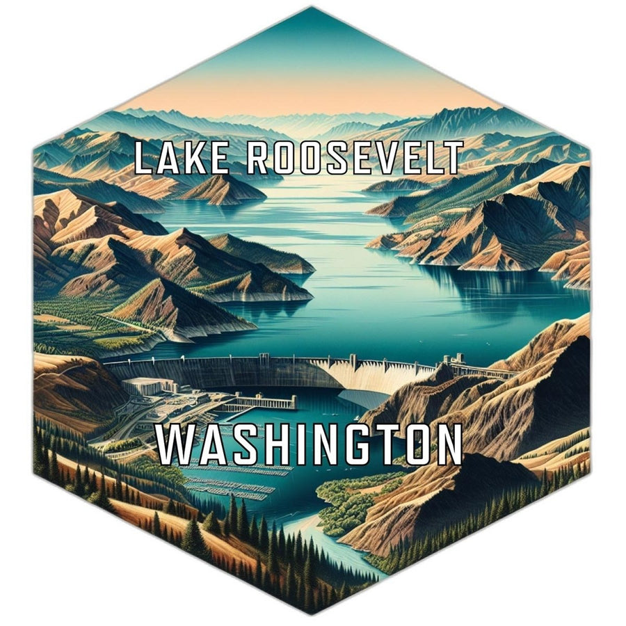 Lake Roosevelt Washington Souvenir Travel Destination Die Cut Hexagon Fridge Magnet Image 1