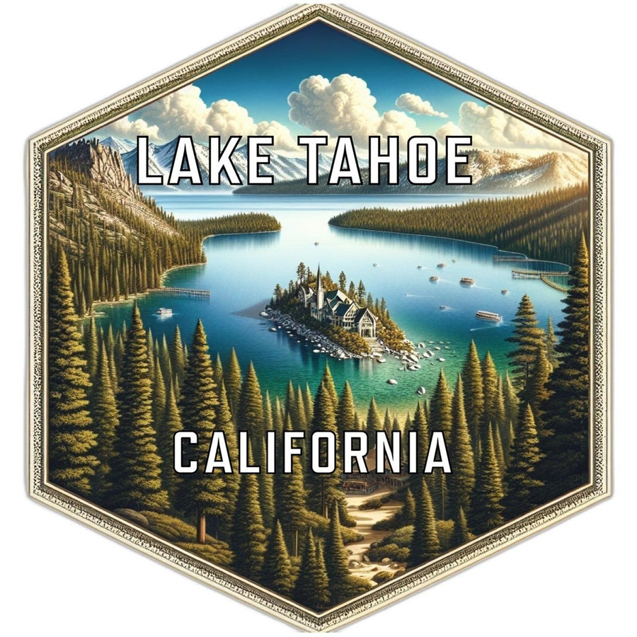 Lake Tahoe California Souvenir Travel Destination Die Cut Hexagon Fridge Magnet Image 1