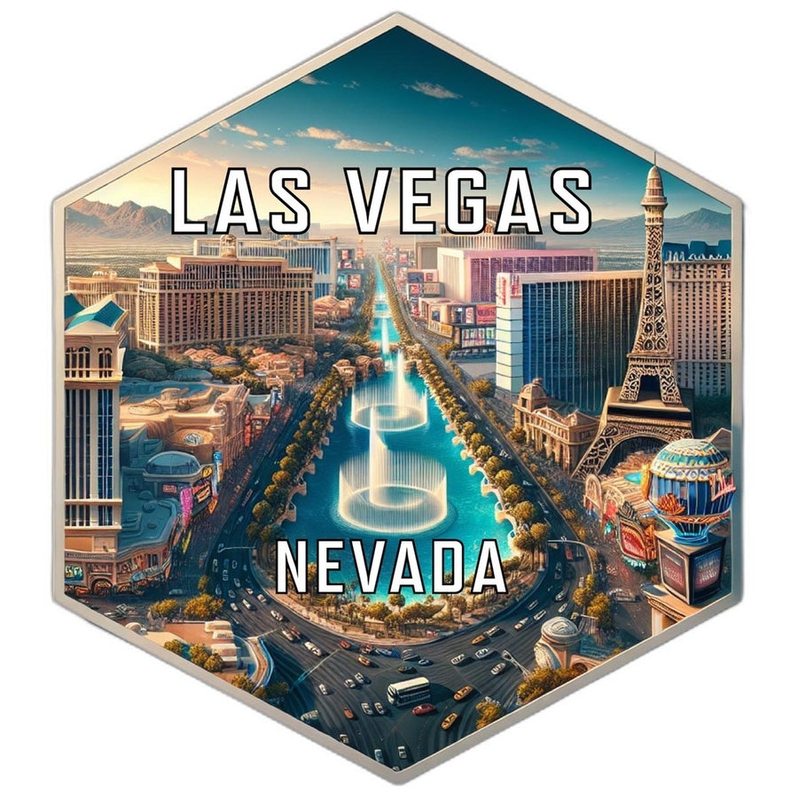 Las Vegas Nevada Souvenir Travel Destination Die Cut Hexagon Fridge Magnet Image 1