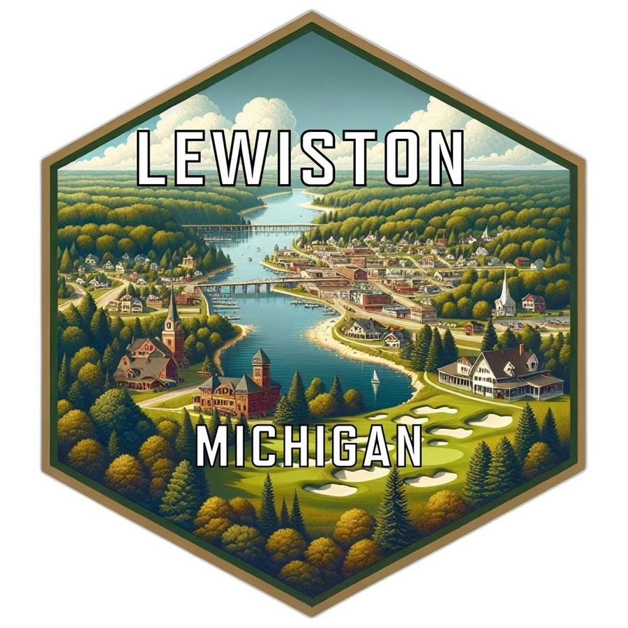 Lewiston Michigan Souvenir Travel Destination Die Cut Hexagon Fridge Magnet Image 1