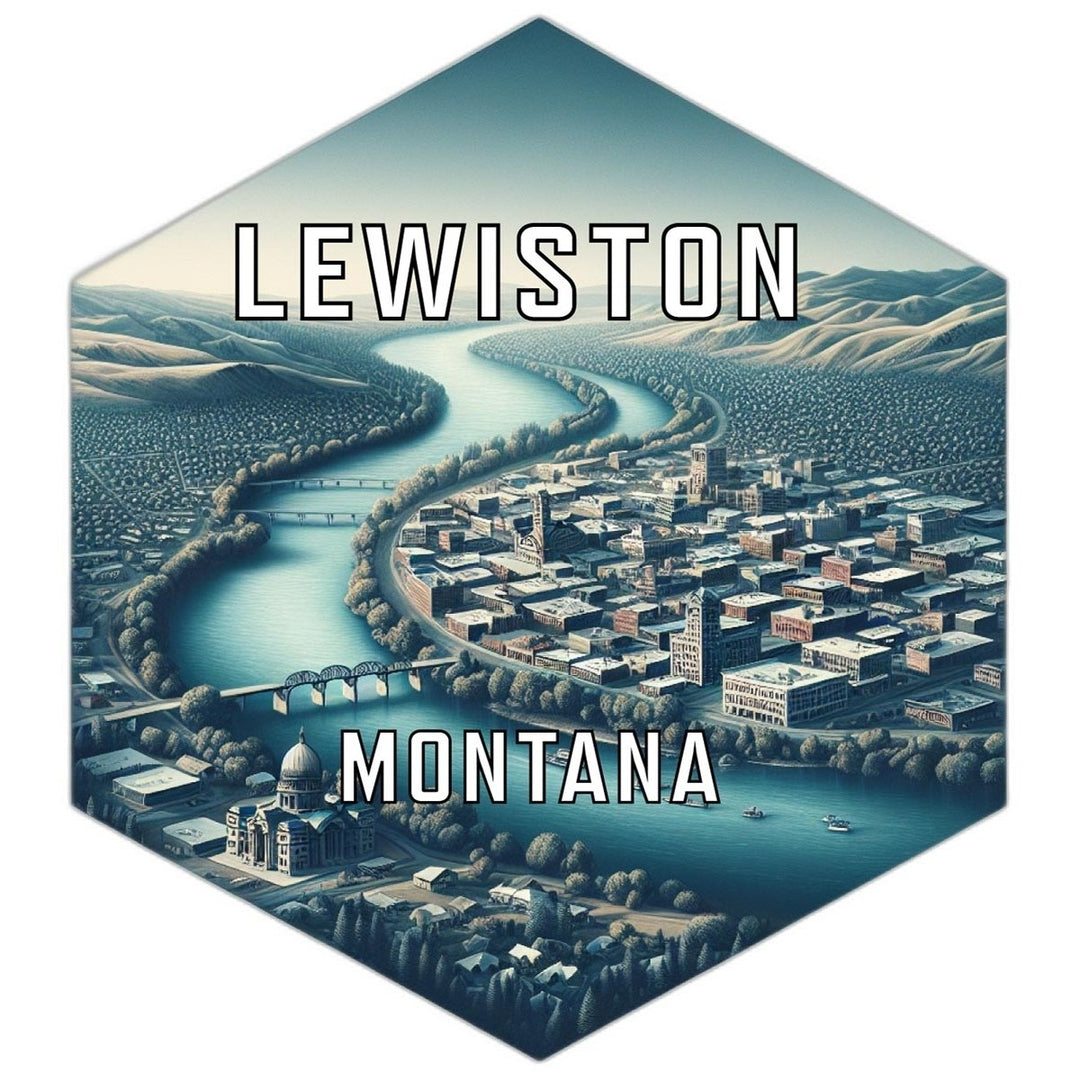 Lewiston Montana Souvenir Travel Destination Die Cut Hexagon Fridge Magnet Image 1