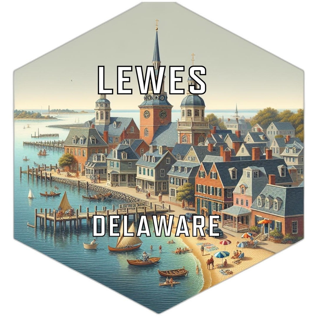 Lewes Delaware Souvenir Travel Destination Die Cut Hexagon Fridge Magnet Image 1