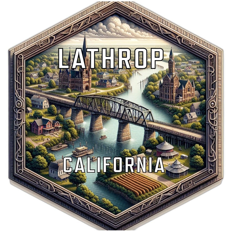 Lathrop California Souvenir Travel Destination Die Cut Hexagon Fridge Magnet Image 1