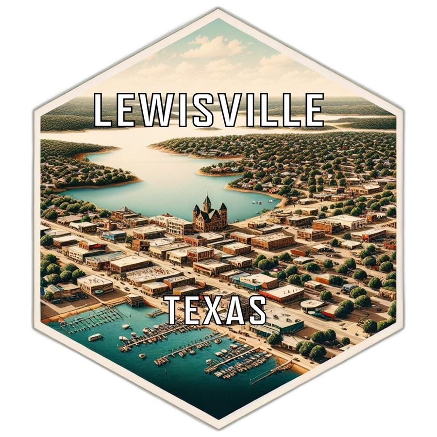 Lewisville Texas Souvenir Travel Destination Die Cut Hexagon Fridge Magnet Image 1