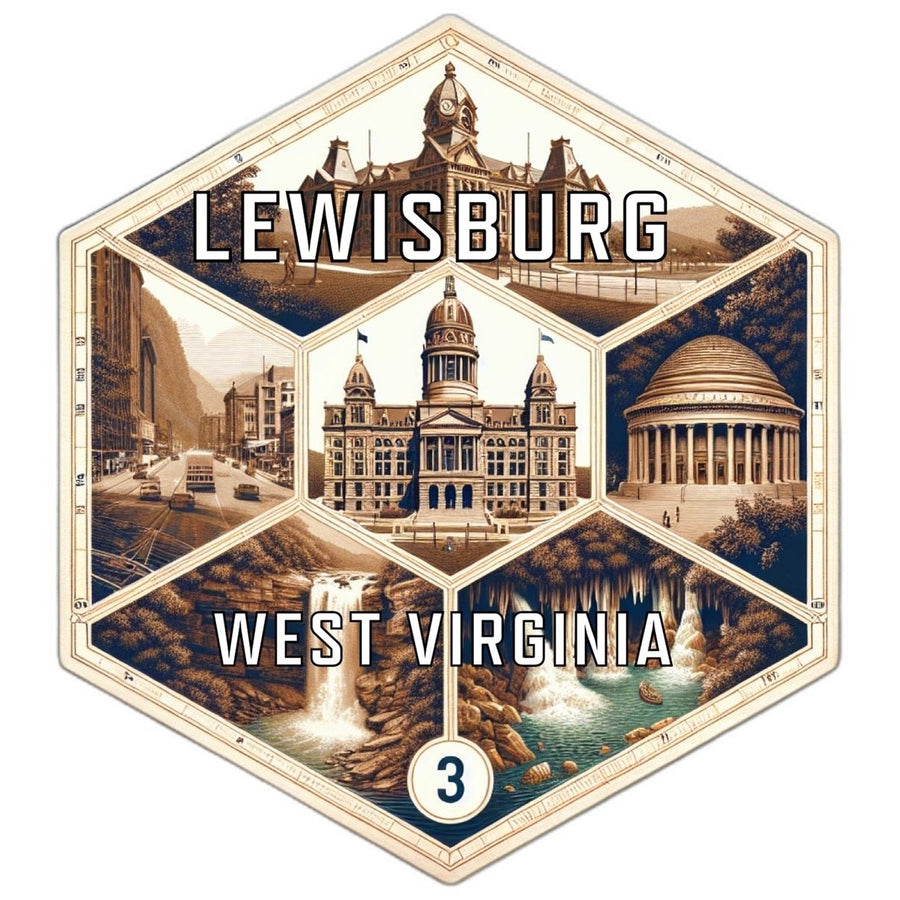 Lewisburg West Virginia Souvenir Travel Destination Die Cut Hexagon Fridge Magnet Image 1