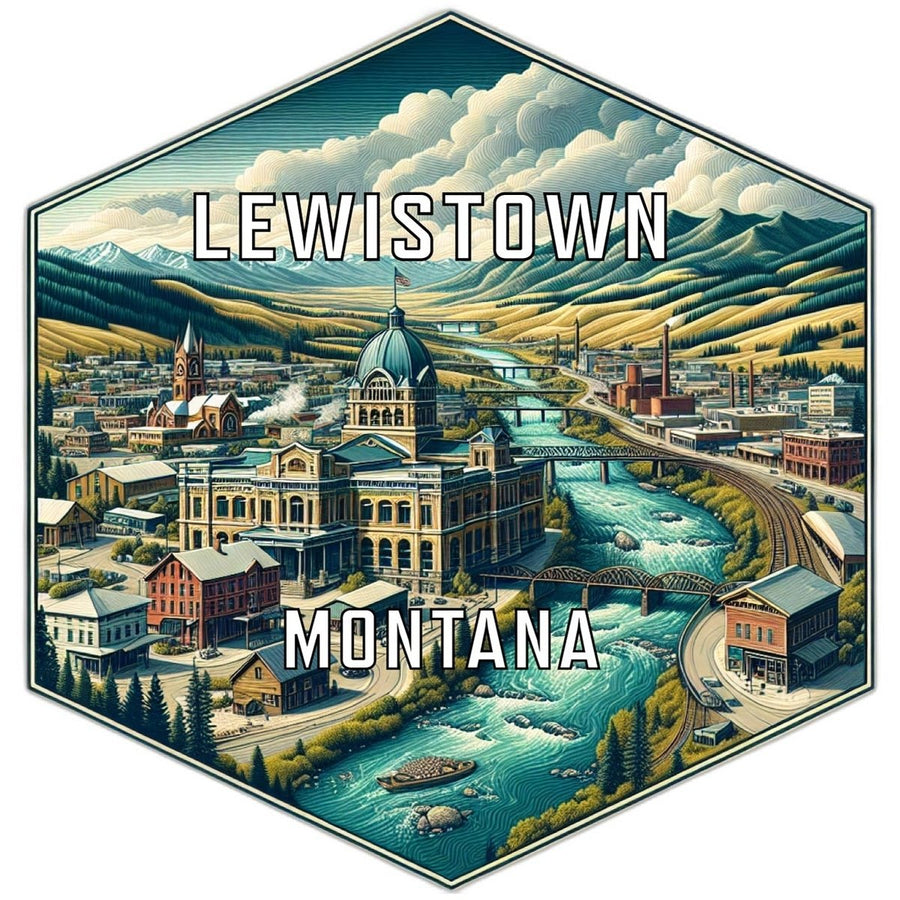 Lewistown Montana Souvenir Travel Destination Die Cut Hexagon Fridge Magnet Image 1