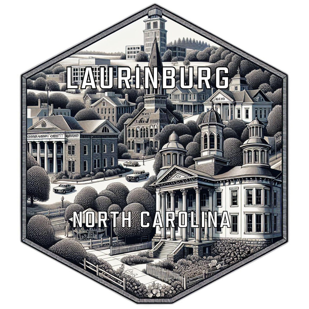 Laurinburg North Carolina Souvenir Travel Destination Die Cut Hexagon Fridge Magnet Image 1