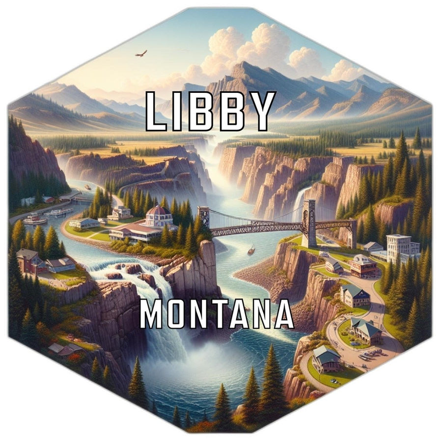 Libby Montana Souvenir Travel Destination Die Cut Hexagon Fridge Magnet Image 1