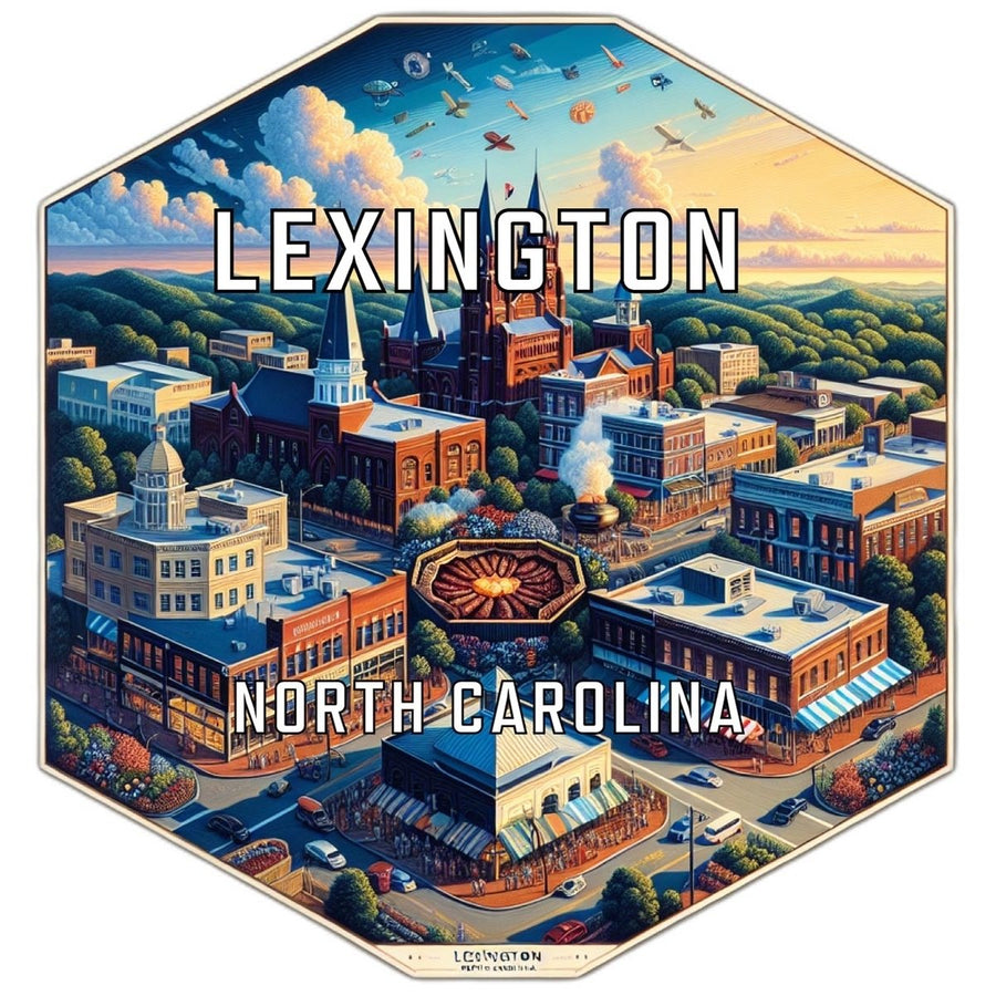 Lexington North Carolina Souvenir Travel Destination Die Cut Hexagon Fridge Magnet Image 1