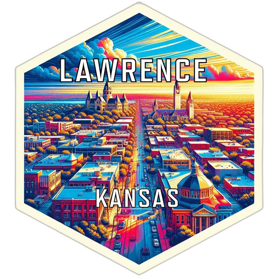 Lawrence Kansas Souvenir Travel Destination Die Cut Hexagon Fridge Magnet Image 1