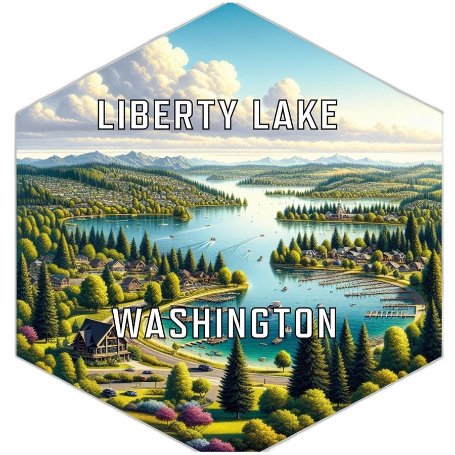 Liberty Lake Washington Souvenir Travel Destination Die Cut Hexagon Fridge Magnet Image 1