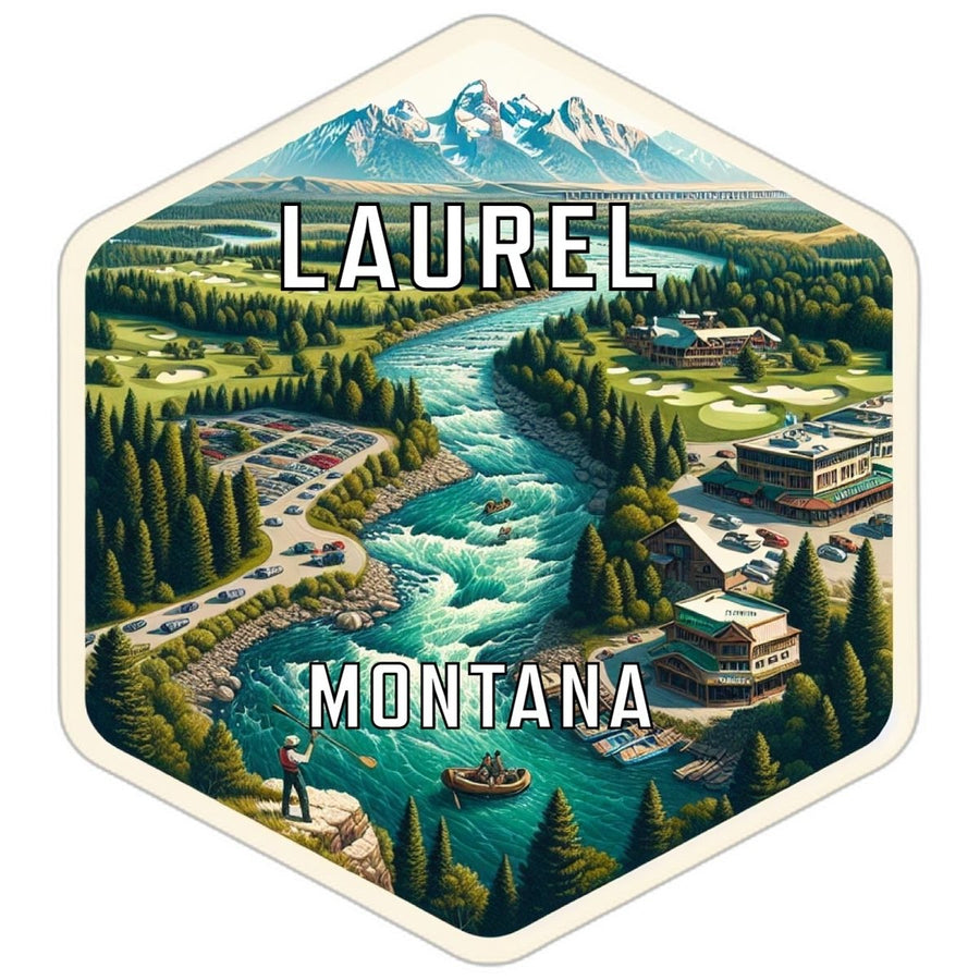 Laurel Montana Souvenir Travel Destination Die Cut Hexagon Fridge Magnet Image 1