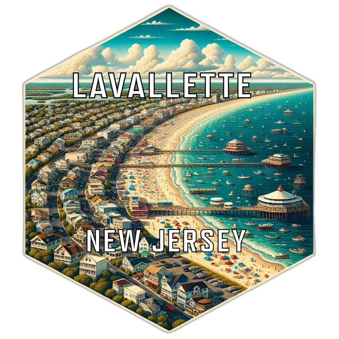 Lavallette Jersey Souvenir Travel Destination Die Cut Hexagon Fridge Magnet Image 1