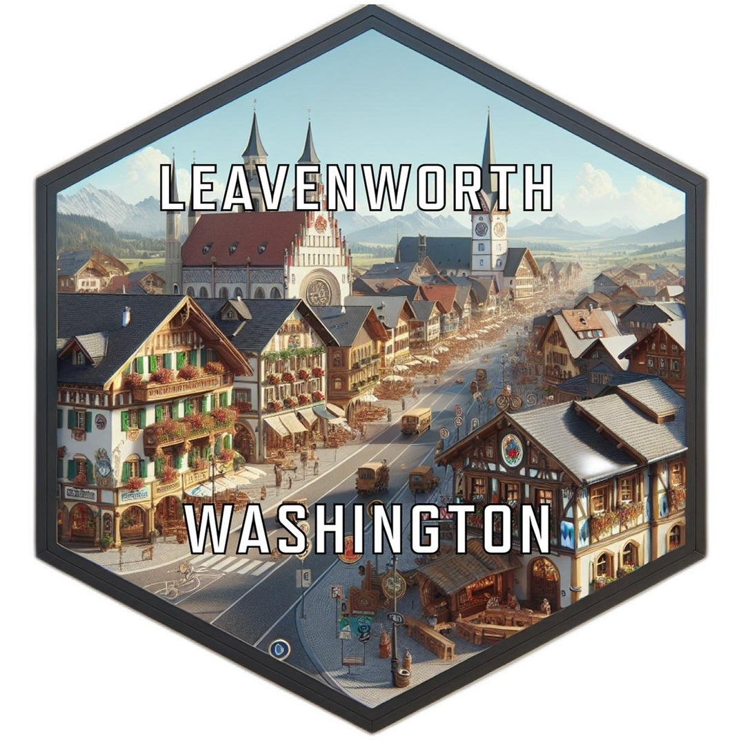 Leavenworth Washington Souvenir Travel Destination Die Cut Hexagon Fridge Magnet Image 1