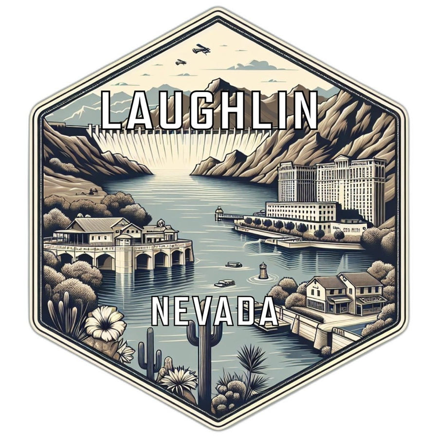 Laughlin Nevada Souvenir Travel Destination Die Cut Hexagon Fridge Magnet Image 1