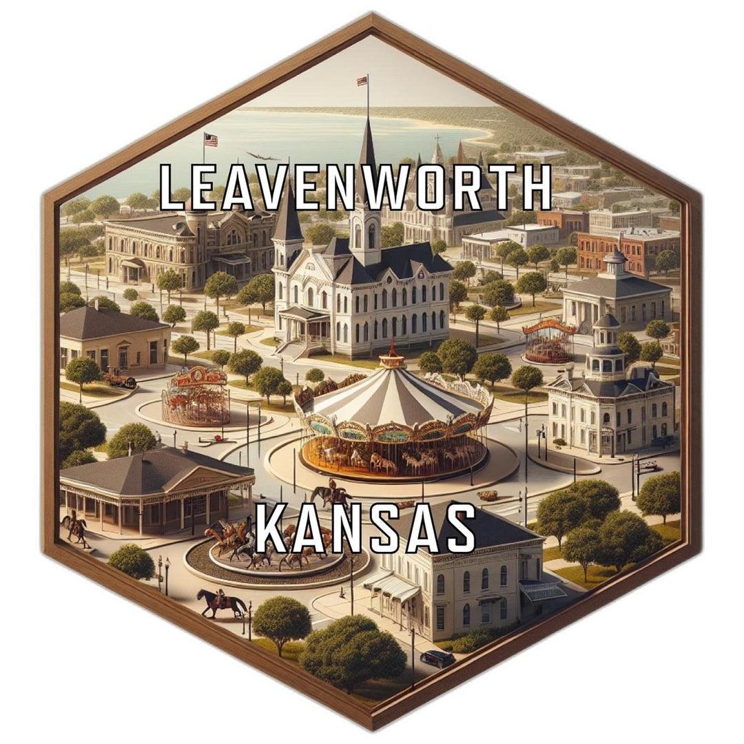 Leavenworth Kansas Souvenir Travel Destination Die Cut Hexagon Fridge Magnet Image 1