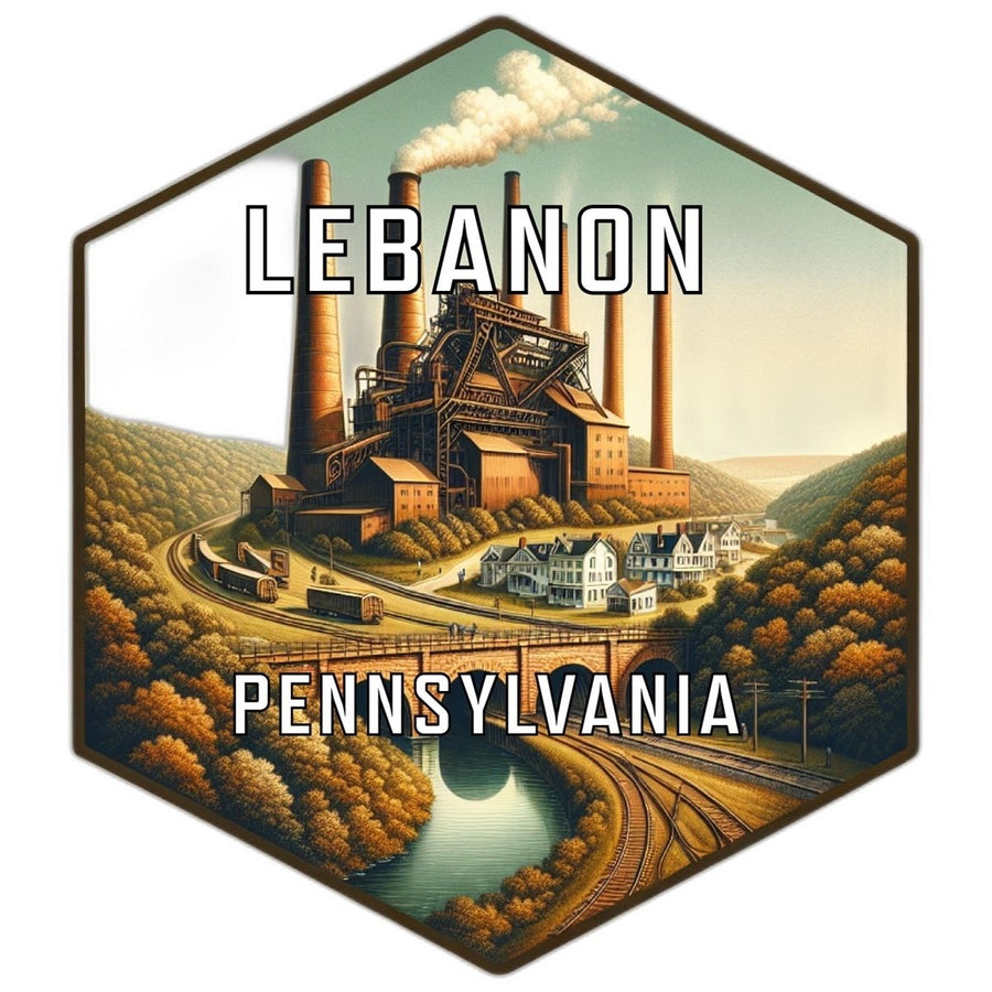 Lebanon Pennsylvania Souvenir Travel Destination Die Cut Hexagon Fridge Magnet Image 1