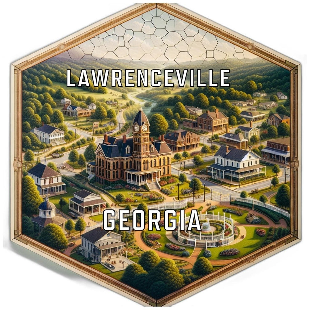 Lawrenceville Georgia Souvenir Travel Destination Die Cut Hexagon Fridge Magnet Image 1