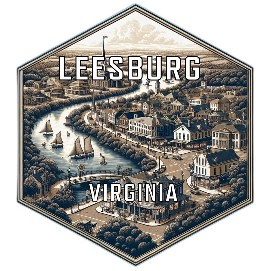 Leesburg Virginia Souvenir Travel Destination Die Cut Hexagon Fridge Magnet Image 1