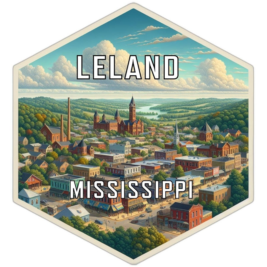 Leland Mississippi Souvenir Travel Destination Die Cut Hexagon Fridge Magnet Image 1