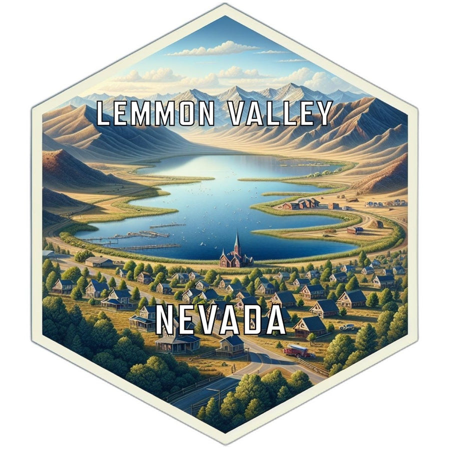 Lemmon Valley Nevada Souvenir Travel Destination Die Cut Hexagon Fridge Magnet Image 1