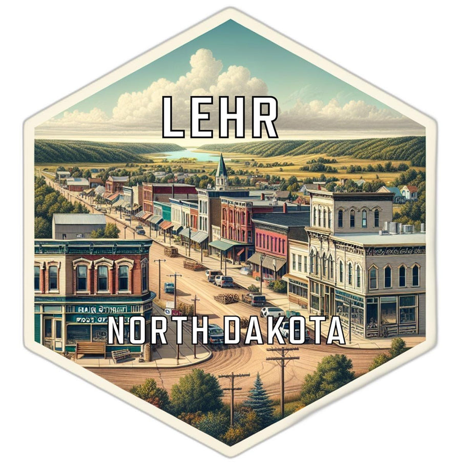 Lehr North Dakota Souvenir Travel Destination Die Cut Hexagon Fridge Magnet Image 1