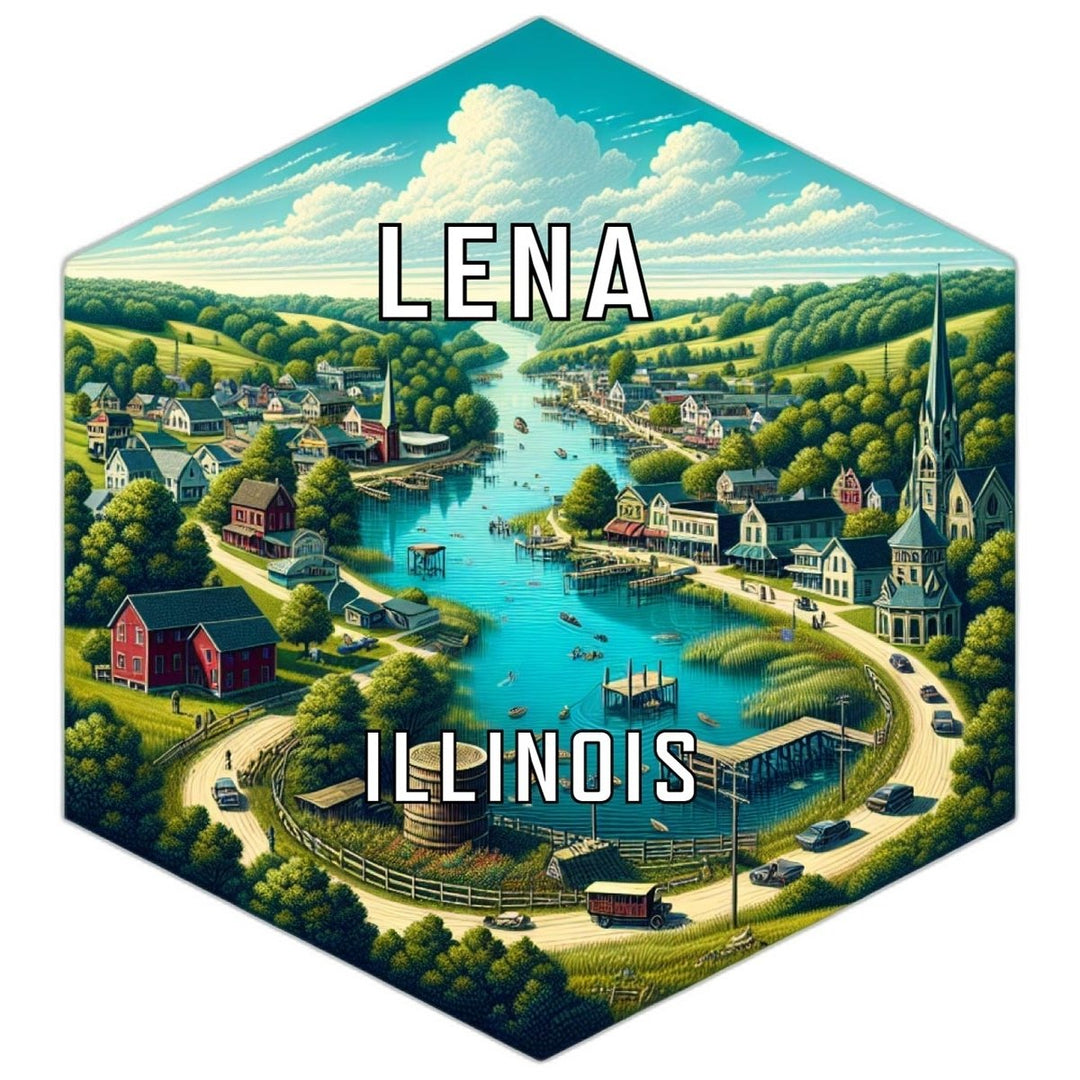 Lena Illinois Souvenir Travel Destination Die Cut Hexagon Fridge Magnet Image 1