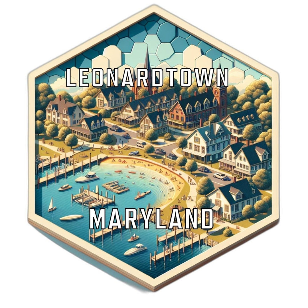 Leonardtown Maryland Souvenir Travel Destination Die Cut Hexagon Fridge Magnet Image 1