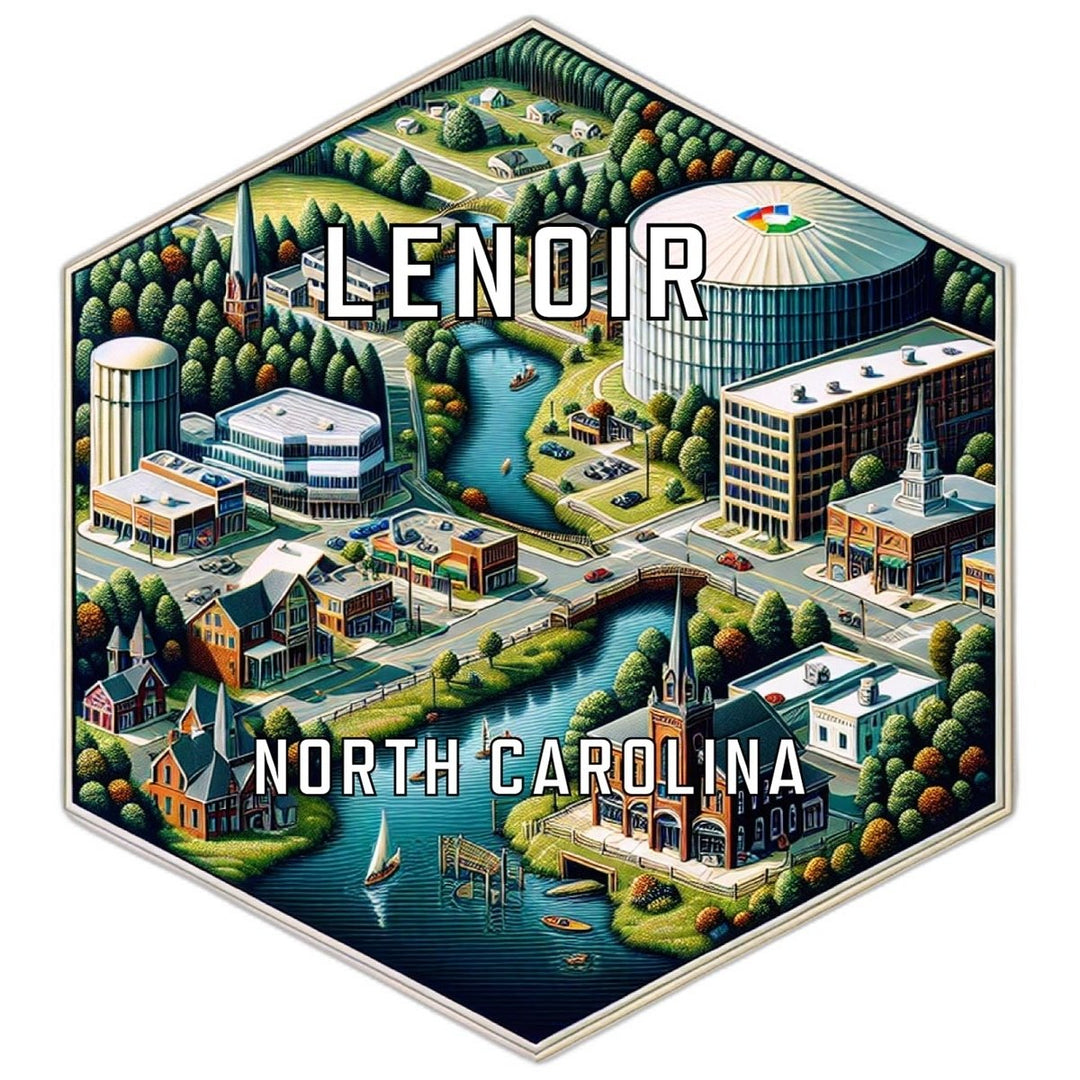 Lenoir North Carolina Souvenir Travel Destination Die Cut Hexagon Fridge Magnet Image 1