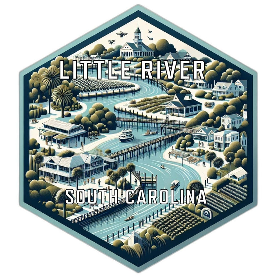 Little River South Carolina Souvenir Travel Destination Die Cut Hexagon Fridge Magnet Image 1