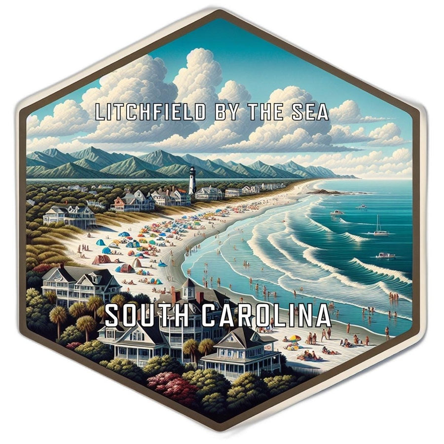 Litchfield By The Sea South Carolina Souvenir Travel Destination Die Cut Hexagon Fridge Magnet Image 1