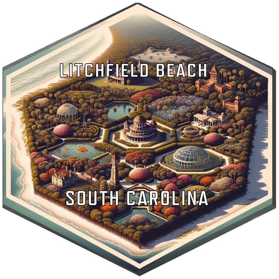 Litchfield Beach South Carolina Souvenir Travel Destination Die Cut Hexagon Fridge Magnet Image 1