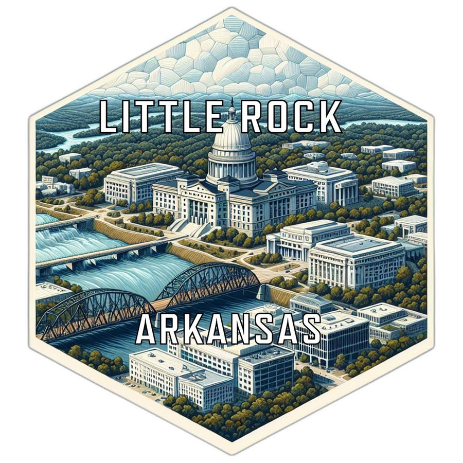 Little Rock Arkansas Souvenir Travel Destination Die Cut Hexagon Fridge Magnet Image 1