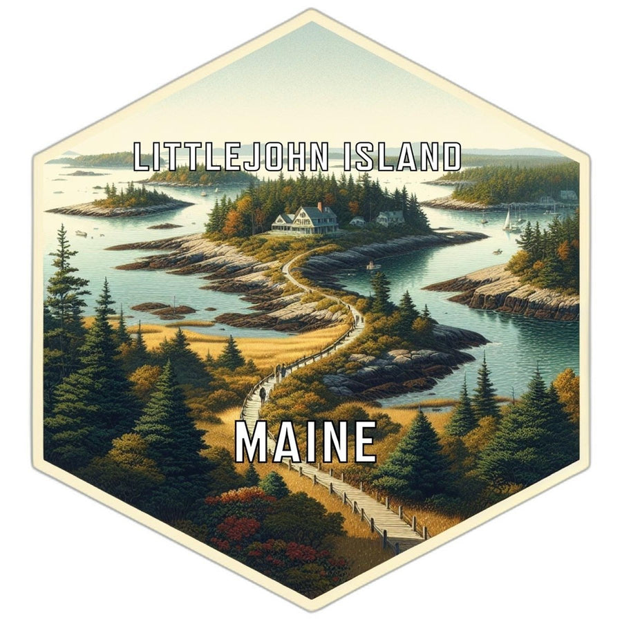 Littlejohn Island Maine Souvenir Travel Destination Die Cut Hexagon Fridge Magnet Image 1