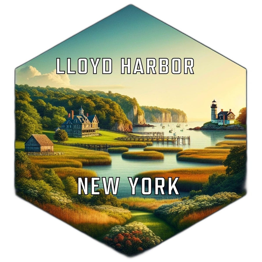 Lloyd Harbor York Souvenir Travel Destination Die Cut Hexagon Fridge Magnet Image 1