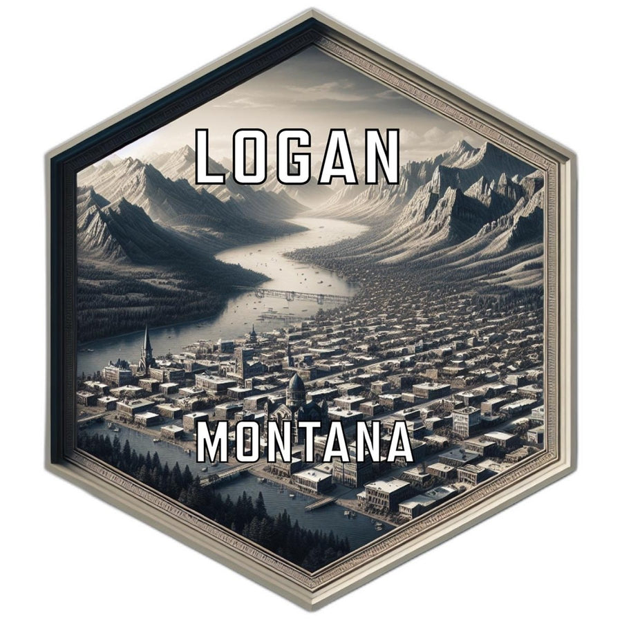 Logan Montana Souvenir Travel Destination Die Cut Hexagon Fridge Magnet Image 1