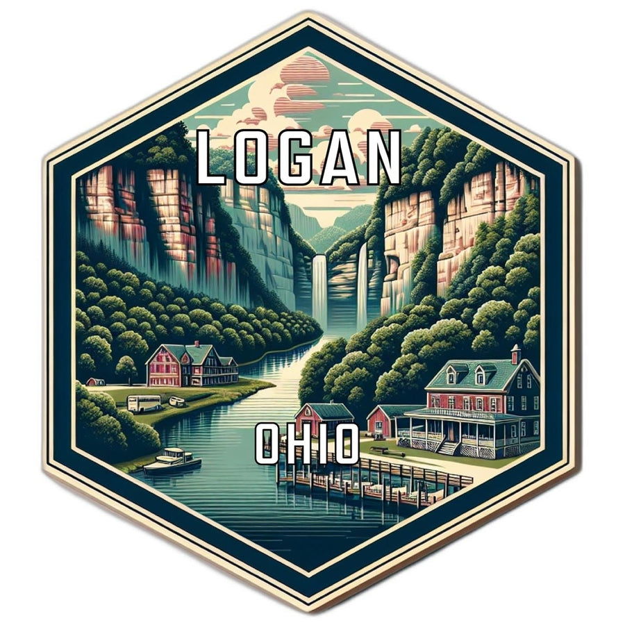 Logan Ohio Souvenir Travel Destination Die Cut Hexagon Fridge Magnet Image 1