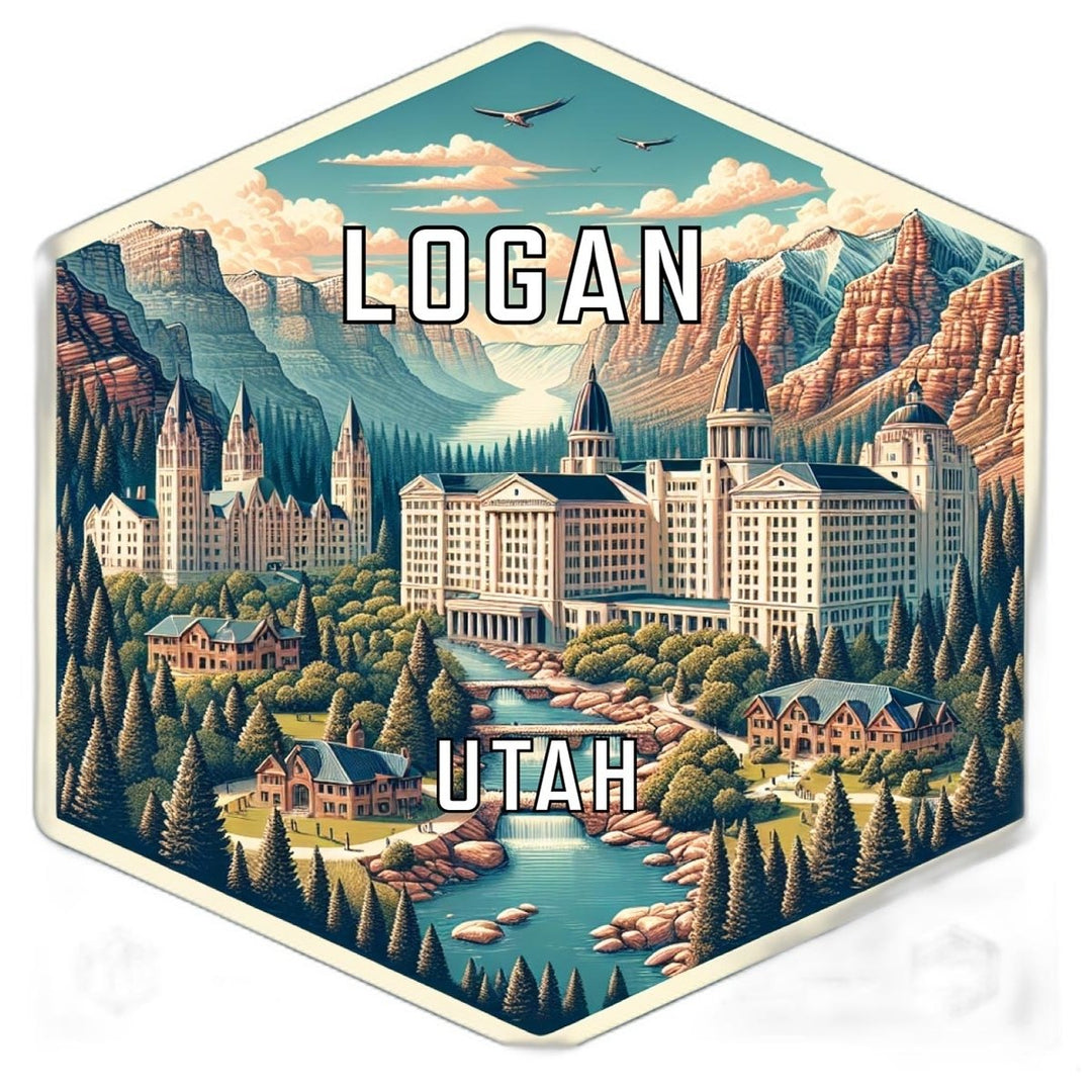 Logan Utah Souvenir Travel Destination Die Cut Hexagon Fridge Magnet Image 1