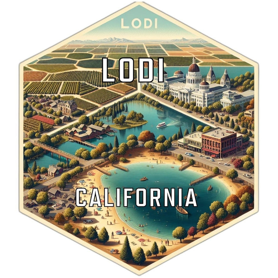 Lodi California Souvenir Travel Destination Die Cut Hexagon Fridge Magnet Image 1