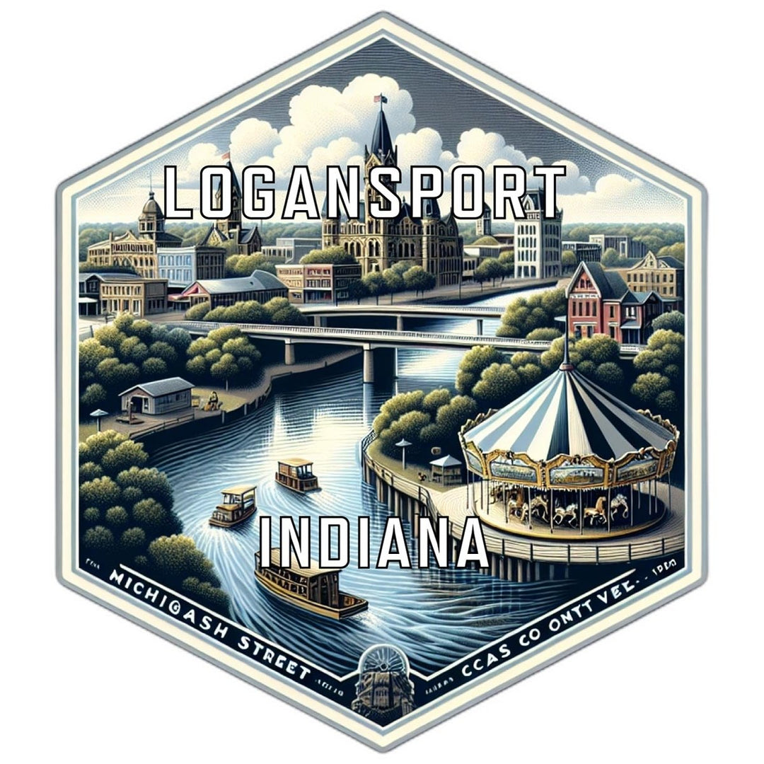 Logansport Indiana Souvenir Travel Destination Die Cut Hexagon Fridge Magnet Image 1