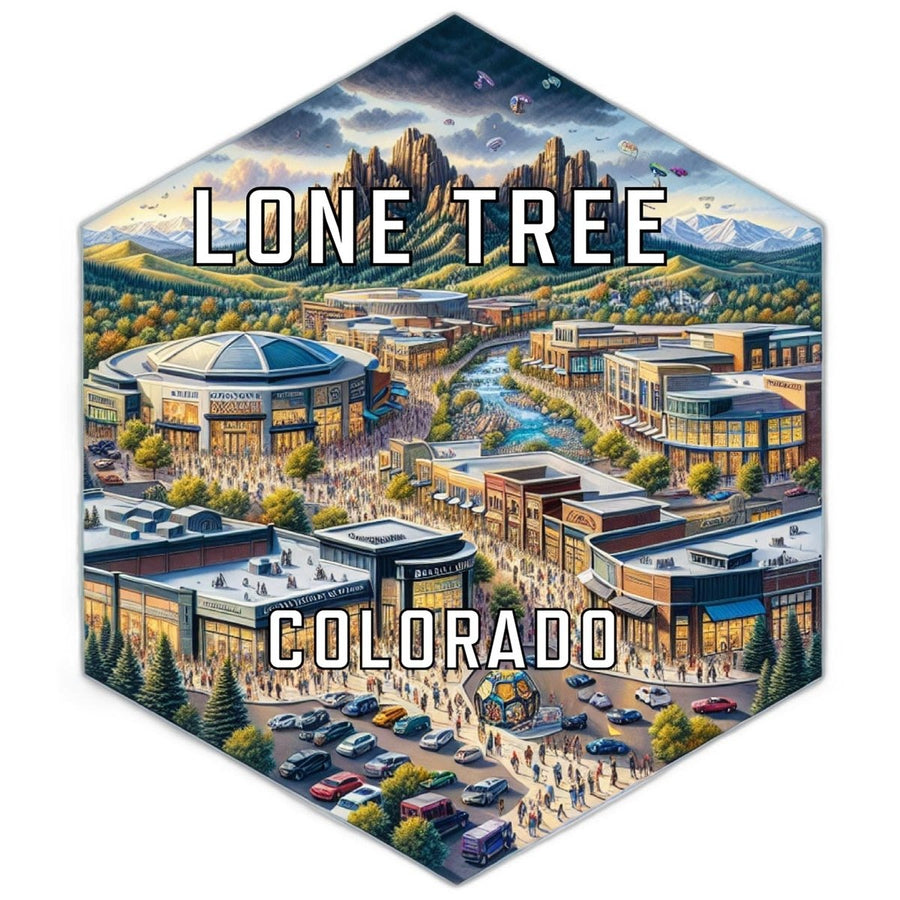 Lone Tree Colorado Souvenir Travel Destination Die Cut Hexagon Fridge Magnet Image 1