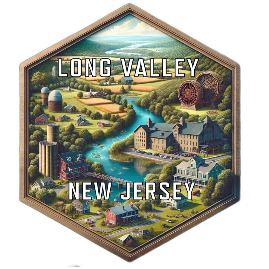 Long Valley Jersey Souvenir Travel Destination Die Cut Hexagon Fridge Magnet Image 1